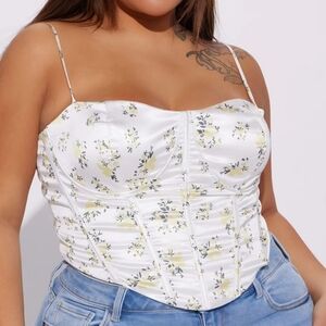 Fashion Nova Floral Camisole - White and Yellow